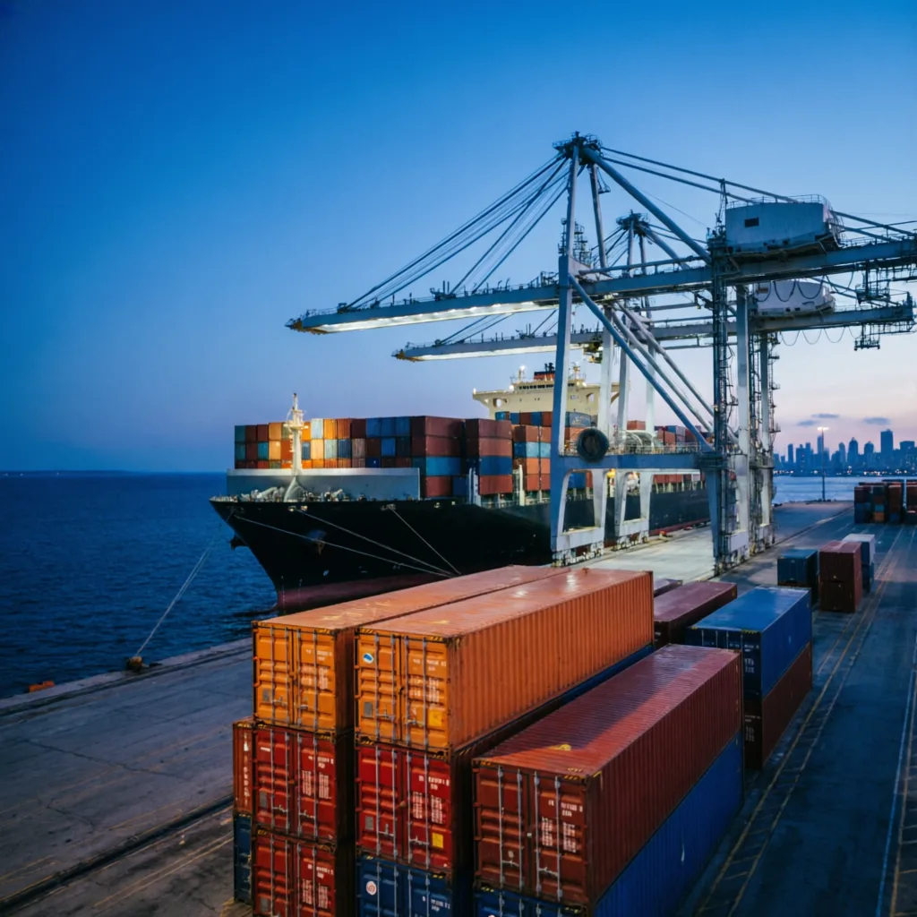 Navire porte-conteneurs au port